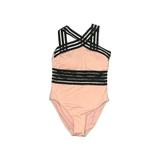 Kenneth Cole New York One Piece Swimsuit: Pink Chevron Swimwear - Women's Size Medium