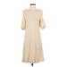 BCBGMAXAZRIA Casual Dress - Sweater Dress: Ivory Jacquard Dresses - Women's Size Small