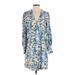 Alexia Admor Casual Dress: Blue Floral Motif Dresses - Women's Size 4