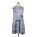 Old Navy Casual Dress - DropWaist: Blue Acid Wash Print Dresses - Women's Size X-Large