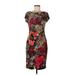 Jones New York Collection Cocktail Dress - Sheath Boatneck Short sleeves: Red Print Dresses - Women's Size 10 Petite