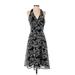 Chetta B Cocktail Dress - Wrap: Black Paisley Dresses - Women's Size 4