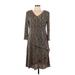 Connected Apparel Casual Dress - Wrap: Brown Marled Dresses - Women's Size 12