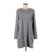 North Style Casual Dress - Sweater Dress: Gray Marled Dresses - Women's Size Large