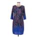 Leslie Fay Cocktail Dress - Shift: Blue Graphic Dresses - Women's Size 6