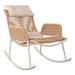 Patio Beige Wicker Braided Style Outdoor Rocking Chair with Cushions