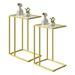C Shaped End Table Set of 2,Tempered Glass Snack Side Table with Metal Frame, Sofa Couch Side Table, Modern Style, Gold