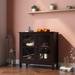 Storage Cabinet Sideboard With Double Glass Doors