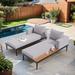 Patio 2 in 1 Metal Daybed Chaise Lounges with Storage Shelf, Beige