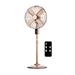 16" Copper Digital Metal Stand Fan,75°Oscillation, 3 Speeds, 4 Blades, 3 Modes, 7.5-Hour Timer, Adjustable Height, 20° Head Tilt