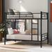 Twin Over Twin Bunk Bed with Ladder, Metal Bed with Full-Length Guardrail, Kid's Bed for Small Space, Bedroom, Black