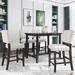 5-Piece Rustic Dining Table Set With 4 Upholstered Chairs And Faux Marble Top Counter Height Table