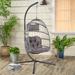 Indoor Outdoor Patio Wicker Hanging Egg Chair Swing Egg Basket Chairs with Stand UV Resistant Cushions for Backyard Balcony