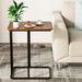 C Shaped Side Table, Small End Table MDF Black Walnut Coffee Table,Modern Simplicity C End Table with Steel Frame