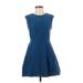 J.Crew Casual Dress - A-Line: Blue Jacquard Dresses - Women's Size 2 Petite