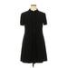 New York & Company Casual Dress - Shirtdress: Black Solid Dresses - Women's Size X-Large