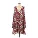 Forever 21 Contemporary Casual Dress - Popover: Burgundy Print Dresses - Women's Size Medium