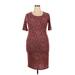Lularoe Casual Dress - Sheath: Burgundy Floral Motif Dresses - New - Women's Size 2X