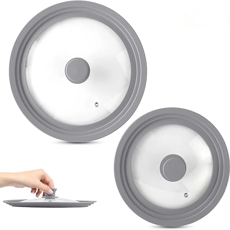 Universeller Silikon-Glasdeckel für Töpfe, Pfannen, Deckel aus gehärtetem Glas mit Dampfentlüftung, Bratpfannenabdeckung, spülmaschinenfeste Küchenutensilien Image