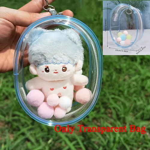 10cm Plüsch puppe aus Tasche PVC transparente Baumwolle Puppe transparente Display Tasche klare