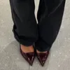Weinrot Slingback Cut Heels Pumps Spitz Schuhe für Frauen Stilettos High Heels Sexy Dame Schuhe 2023