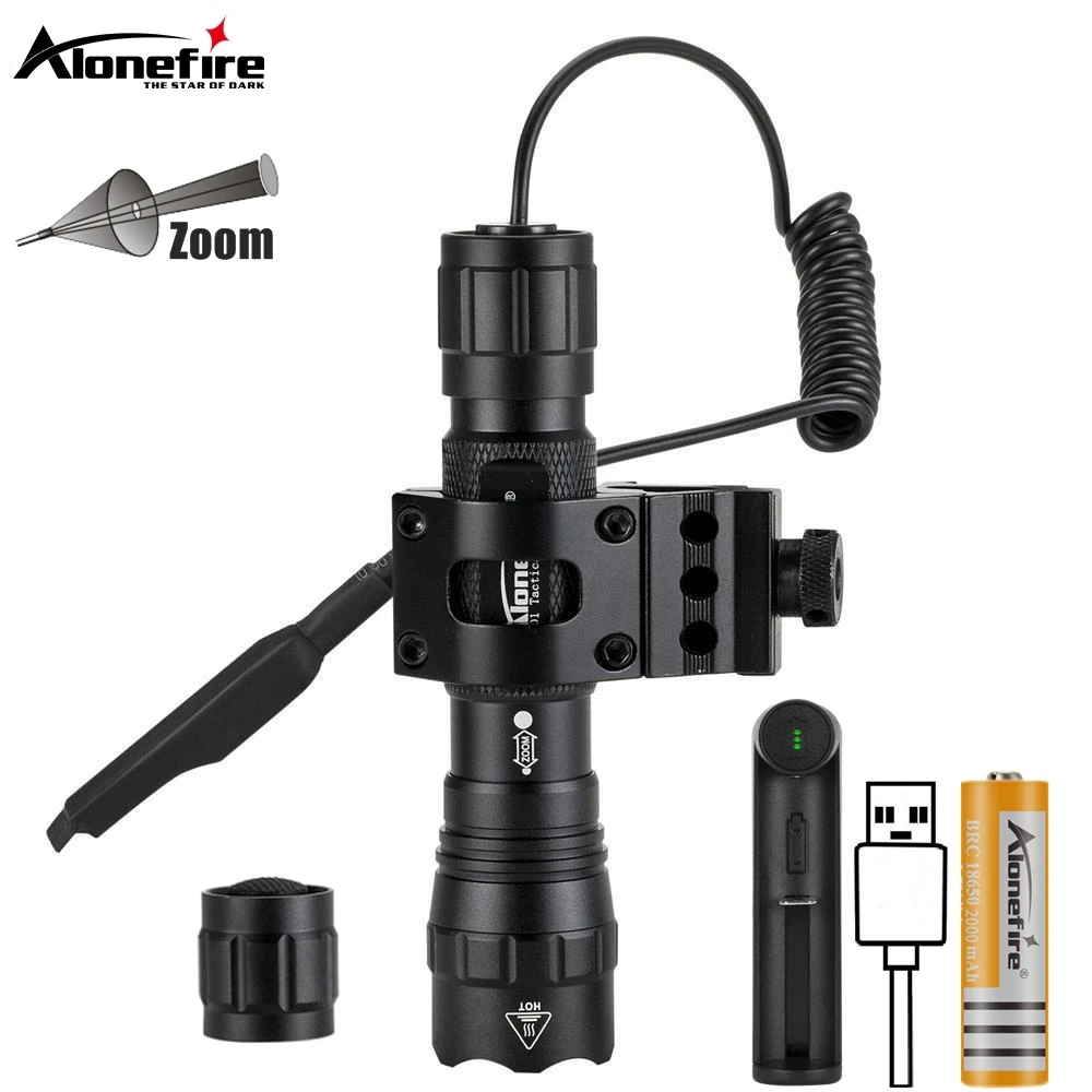12W Zoom Taktische Taschenlampe Leistungsstarke Outdoor Reise Jagd Camping Angeln Wandern Halterungen Fernbedienung schalter High power Taschenlampe licht Image