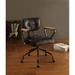 Trent Austin Design® Middaugh Mid Back Office Chair In Vintage Black Top Grain Leather, Wooden Armrest w/ Metal Frame Upholstered | Wayfair