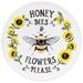 Rosalind Wheeler Honey Bees & Flowers Please Sunflower Metal Sign Wall Décor Metal in Black/Gray/White | 14.5 H x 14.5 W x 1 D in | Wayfair