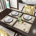 Sets de table en cuir de style chinois élégants coussin en PVC résistant à l'huile résistant à la