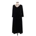 Attitudes by Renee Casual Dress - A-Line: Black Solid Dresses - Women's Size Medium Petite