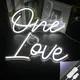 Panneau Lumineux LED Néon Blanc pour Décoration Murale Inscription One Love Romantique