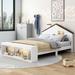 Red Barrel Studio® House Platform Bed w/ LED Lights & Storage Wood in White | 39.4 H x 58.5 W x 87.5 D in | Wayfair