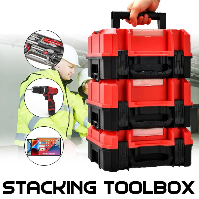 Boîte à outils en plastique empilable, boîte de rangement, étui pélican, grande perceuse vide, perceuse électrique, mallette de rangement d'outils, organisateur d'outils de Garage