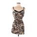Almost Famous Casual Dress: Tan Animal Print Dresses - Women's Size Medium