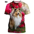 T-shirt à manches courtes imprimé chien Sheltie 3D pour hommes Border Collie haut Streetwear