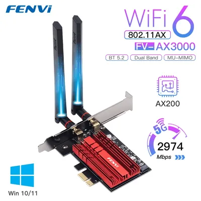 3000Mbps FV-AX3000 AX200 WiFi 6 PCI-E BTstimule la bande de touristes 2.4G/5 mesurz Gaming