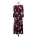 Lauren by Ralph Lauren Casual Dress: Burgundy Floral Motif Dresses - Women's Size 6