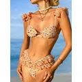 PEACHTAN − Bikini jaune maillot de bain deux pièces style coréen sexy push-up fleur pour les