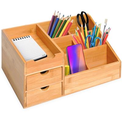 Homcom - Schreibtischorganizer Aufbewahrungsbox Büro Box Organisation 2 Schubladen Natur L33 x