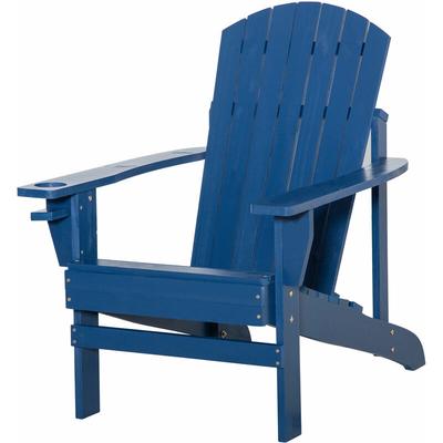 Adirondack-Gartenstuhl mit Becherhalter Gartenliege Balkonstuhl Massivholz Blau 97 x 72,5 x 93 cm