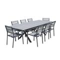 Ensemble repas de jardin 8 places en aluminium gris perle