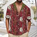 Architecture Noix de coco Mode Hawaïen Design Homme Chemise hawaïenne Chemise Camp Chemise graphique Extérieur Plein Air Casual Eté Printemps Collier cubain Manche Courte Rouge Olive Marron S M L