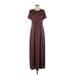 Lularoe Casual Dress - Maxi Crew Neck Short sleeves: Burgundy Paisley Dresses - Women's Size Small