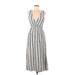 Harper Heritage Casual Dress - Midi: Gray Marled Dresses - Women's Size Medium