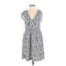 By Anthropologie Casual Dress - Wrap: Blue Floral Motif Dresses - Women's Size 2X-Small