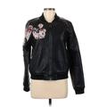 Joe's Jeans Faux Leather Jacket: Black Floral Motif Jackets & Outerwear