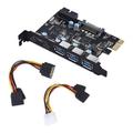 WINDLAND 5-Port PCI-E to 2x Type-C 3x Type-A USB3.0 5 Ports PCI-Express Expansion Card with Internal 19-Pin Connector