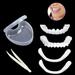 1Set Dentures Veneers Tooth Dental DNF2 Care Kits for Anti Molar Orthodontic Cosmetic Teeth Smile Snap Tooth.(White 1Top+ 1Bottom+2Adhesives+1Tweezers+1Heart-Shaped Storage Boxï¼‰