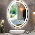 32 x 24 Inch Oval Bathroom Lighted Vanity Mirror for Bathroom Wall 32 Inch Oval LED Mirror with Lights 3 Color Dimmable Oval LED Bathroom Mirror Anti Fog Smart Oval Makeup Light Wall Mirrors