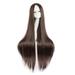 Nvzi Super Long 100CM Straight Wig No Bangs Middle Parted Rose Network White Party Anime Cosplay Hair Extra Long(Dark Brown)